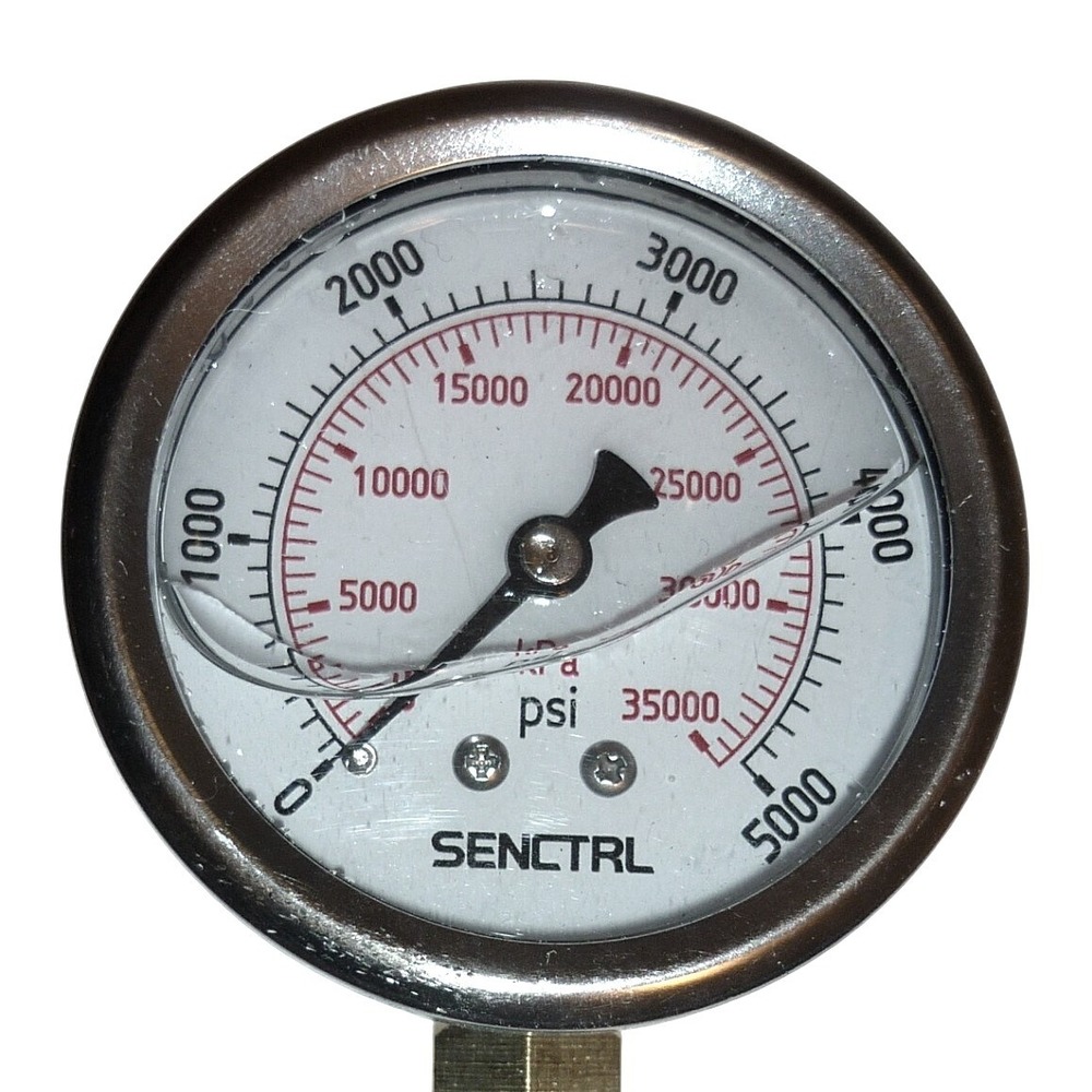 Senctrl Liquid Filled Pressure Gauge 5000 PSI 35000 kPa Stainless Steel Case